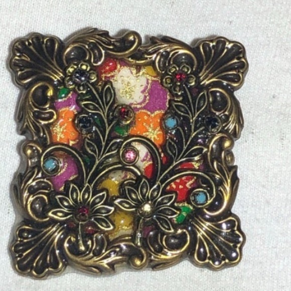 ALICE M SIGNED MIXED MEDIA MULTICOLOR FLOWER BROOCH - Picture 12 of 14